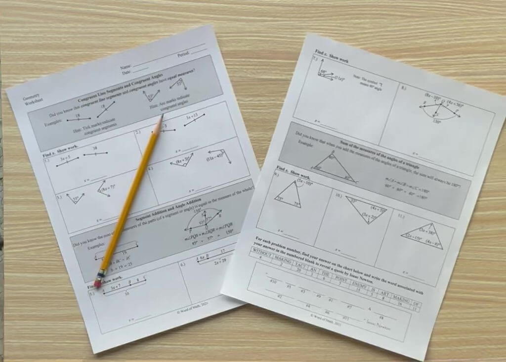 Geometry Worksheet